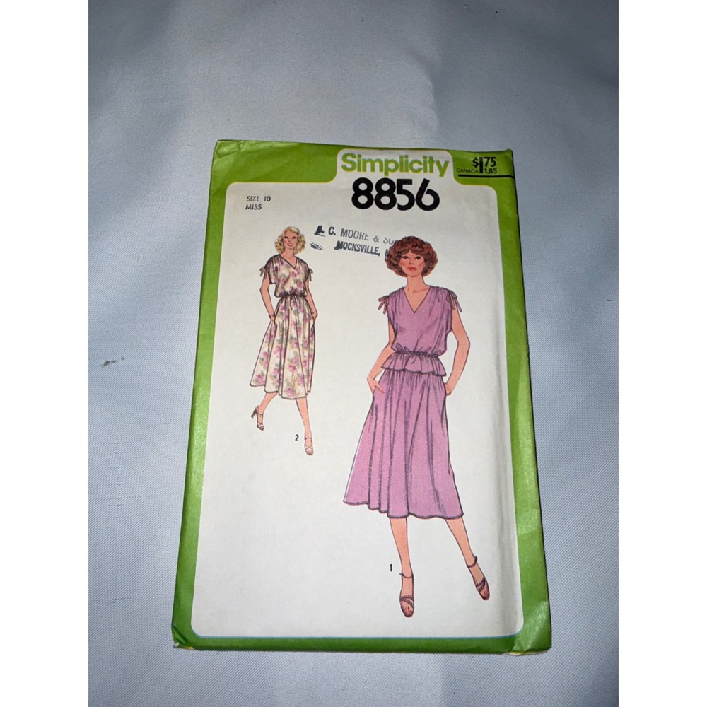 Vintage 1978 Simplicity 8856 Sewing Pattern Misses Dress 2-Piece Size 10 Bust 32